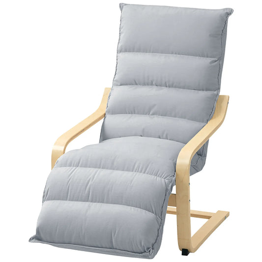 Accent Chair, Velvet Upholstered Living Room Chair with Footrest, Wood Frame, Light Grey Accent Chairs Light Grey at Gallery Canada