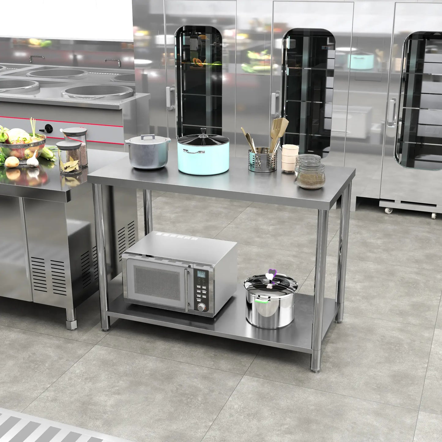 Stainless Steel Workbench, 24"x47"x34", Heavy Duty with Shelf Office Desks & Work Stations at Gallery Canada