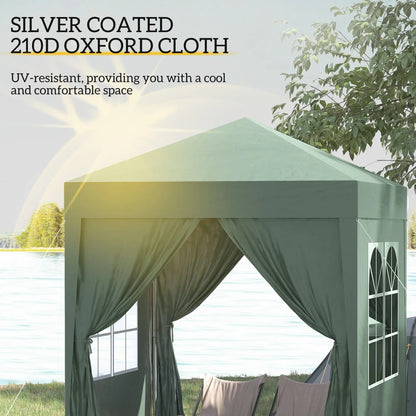 6.6'x6.6' Pop Up Canopy Tent, with Sidewalls, Carry Bag, Green Pop Up Canopies at Gallery Canada