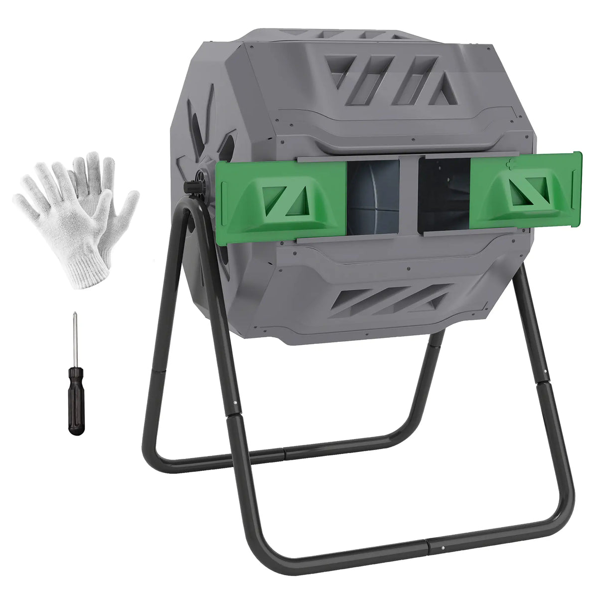 Dual Chamber 43 Gallon Compost Bin, 360 Rotating, Dark Green Outdoor Compost Bin at Gallery Canada