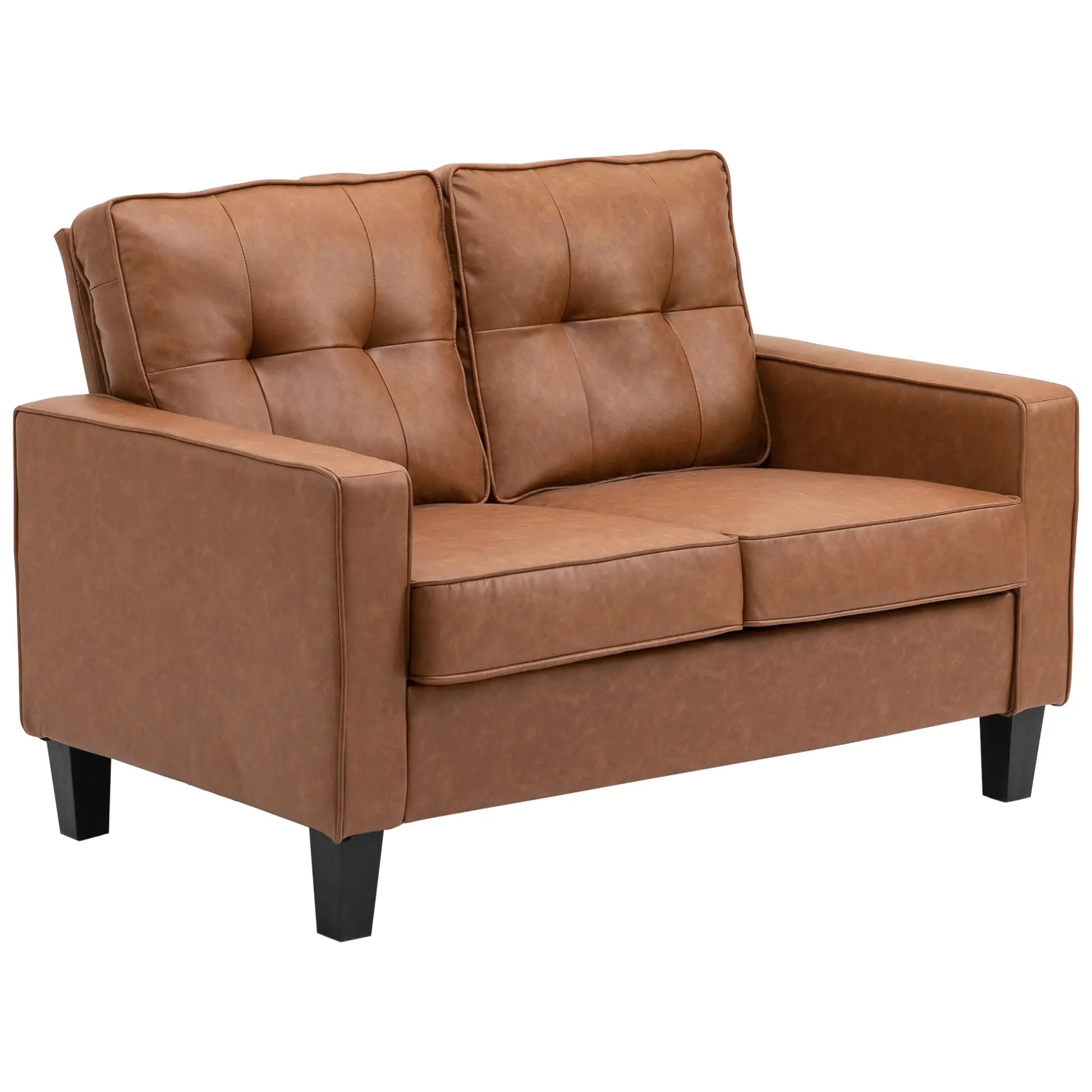 51" PU Leather Loveseat, Upholstered Double Sofa, Tufted Backrest, Brown 2-Seater Sofas at Gallery Canada