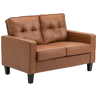 51" PU Leather Loveseat, Upholstered Double Sofa, Tufted Backrest, Brown 2-Seater Sofas at Gallery Canada