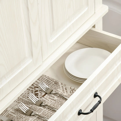 71" Freestanding Kitchen Pantry, 4 Doors 2 Cabinets, Distressed White, White