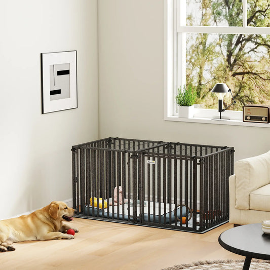 55 Inch Heavy Duty Dog Crate, Extra Large Metal Cage With Mat Dog Cages & Crates Black at Gallery Canada