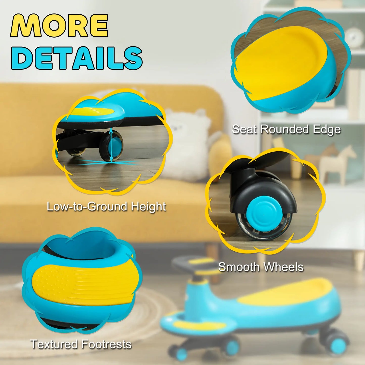 Kids Wiggle Car With Parent Rope, Music, Light, Blue Riding & Rocking Toys at Gallery Canada