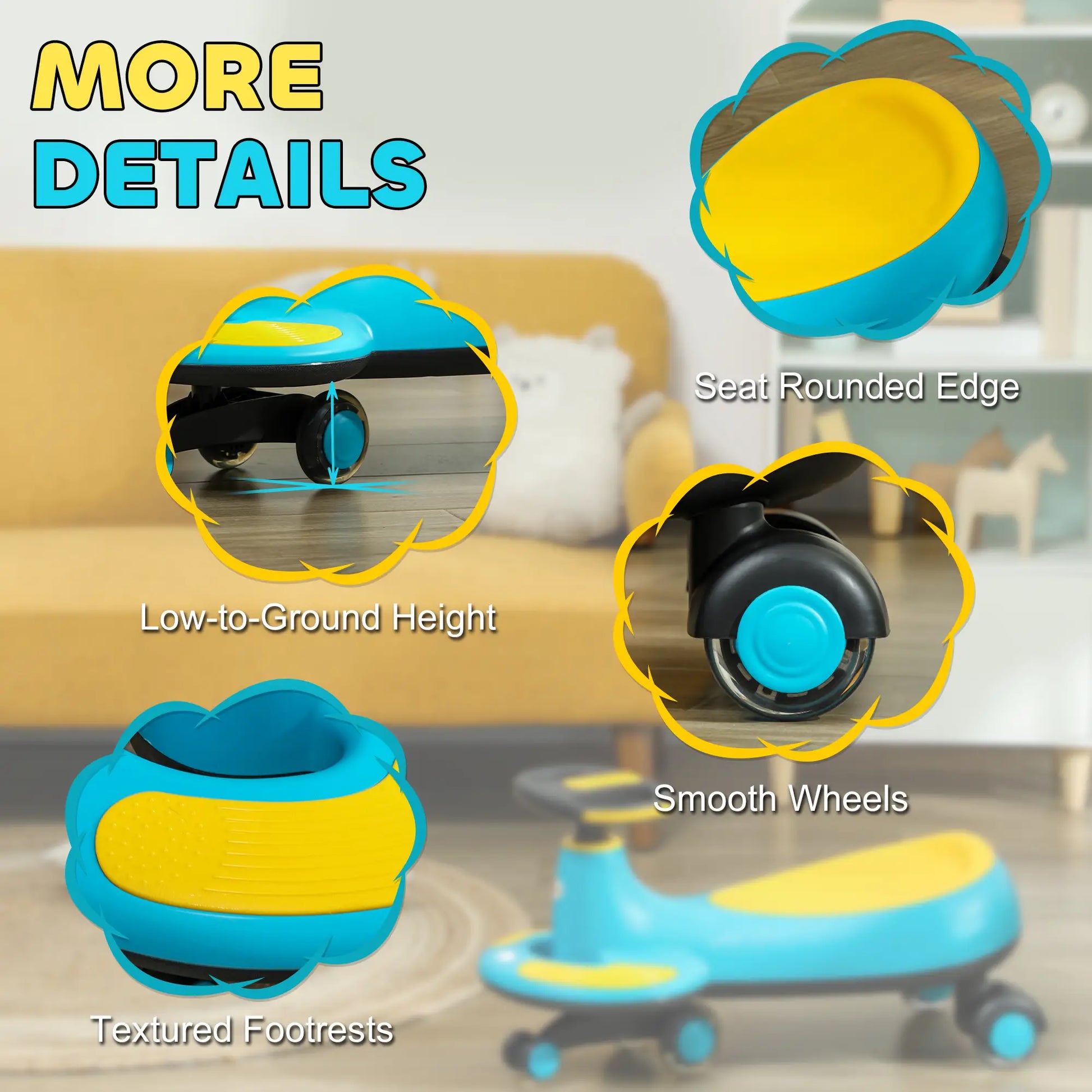 Kids Wiggle Car With Parent Rope, Music, Light, Blue Riding & Rocking Toys at Gallery Canada