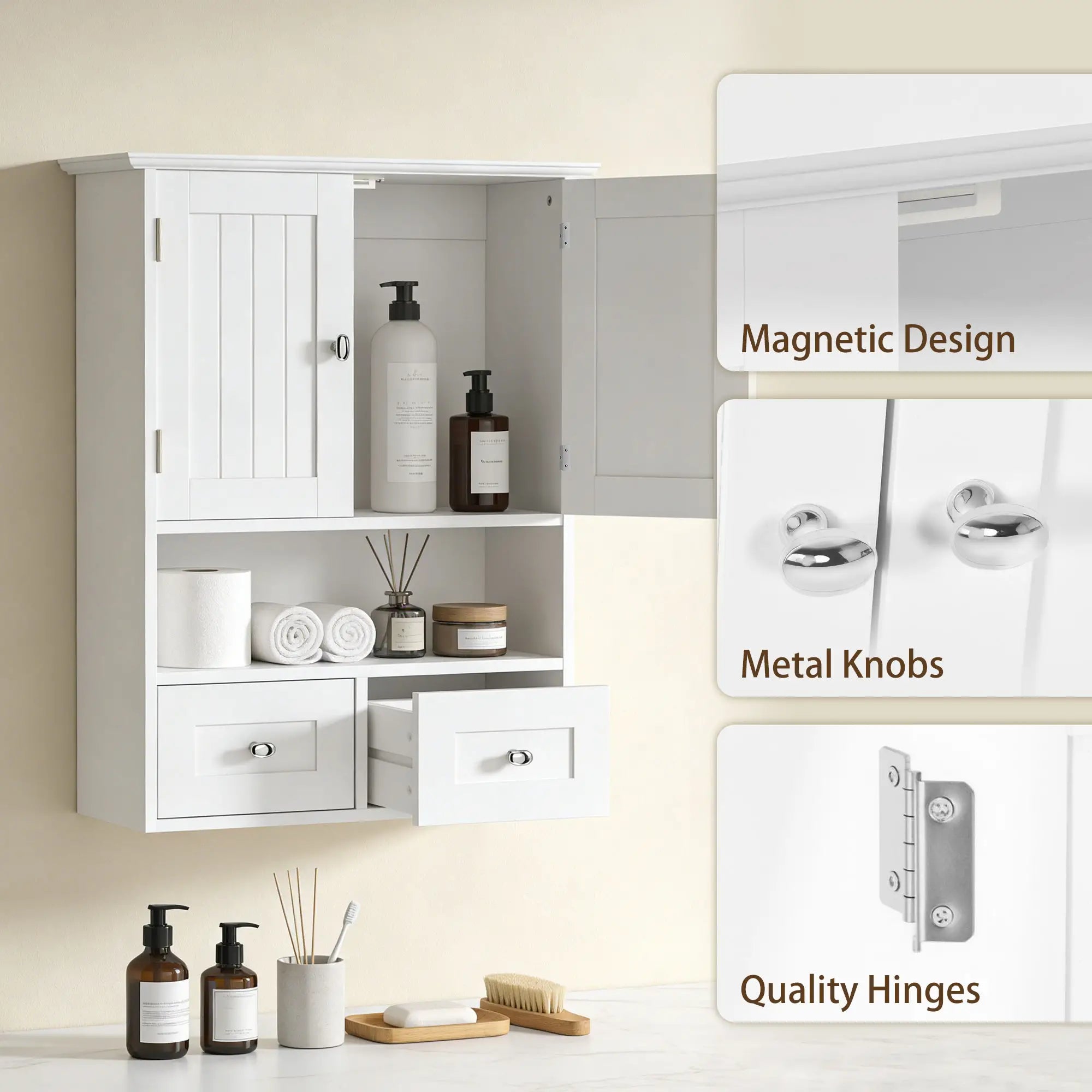 Bathroom Wall Cabinet, Medicine Cabinet, Over Toilet Storage, White Wall Mounted Cabinets at Gallery Canada