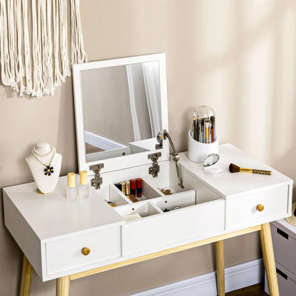 Dressing Table Set with Mirror, Stool, 2 Drawers, White Dressing & Vanity Tables at Gallery Canada
