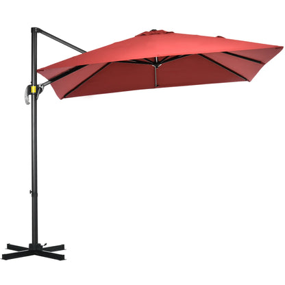 8' x 8' Square Patio Umbrella, 360° Rotation, Aluminum Cantilever, Wine Red Cantilever Umbrellas at Gallery Canada