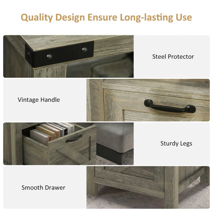 Farmhouse Side Table with Storage, Drawer, Open Shelf, Grey Side Tables at Gallery Canada