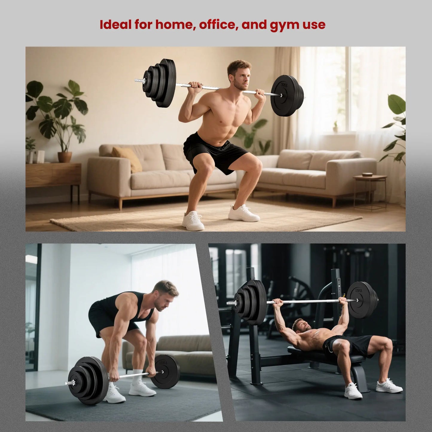 154 lbs Barbell Weight Set, Adjustable Weights, 67" Barbell Bar Dumbbells & Barbells at Gallery Canada
