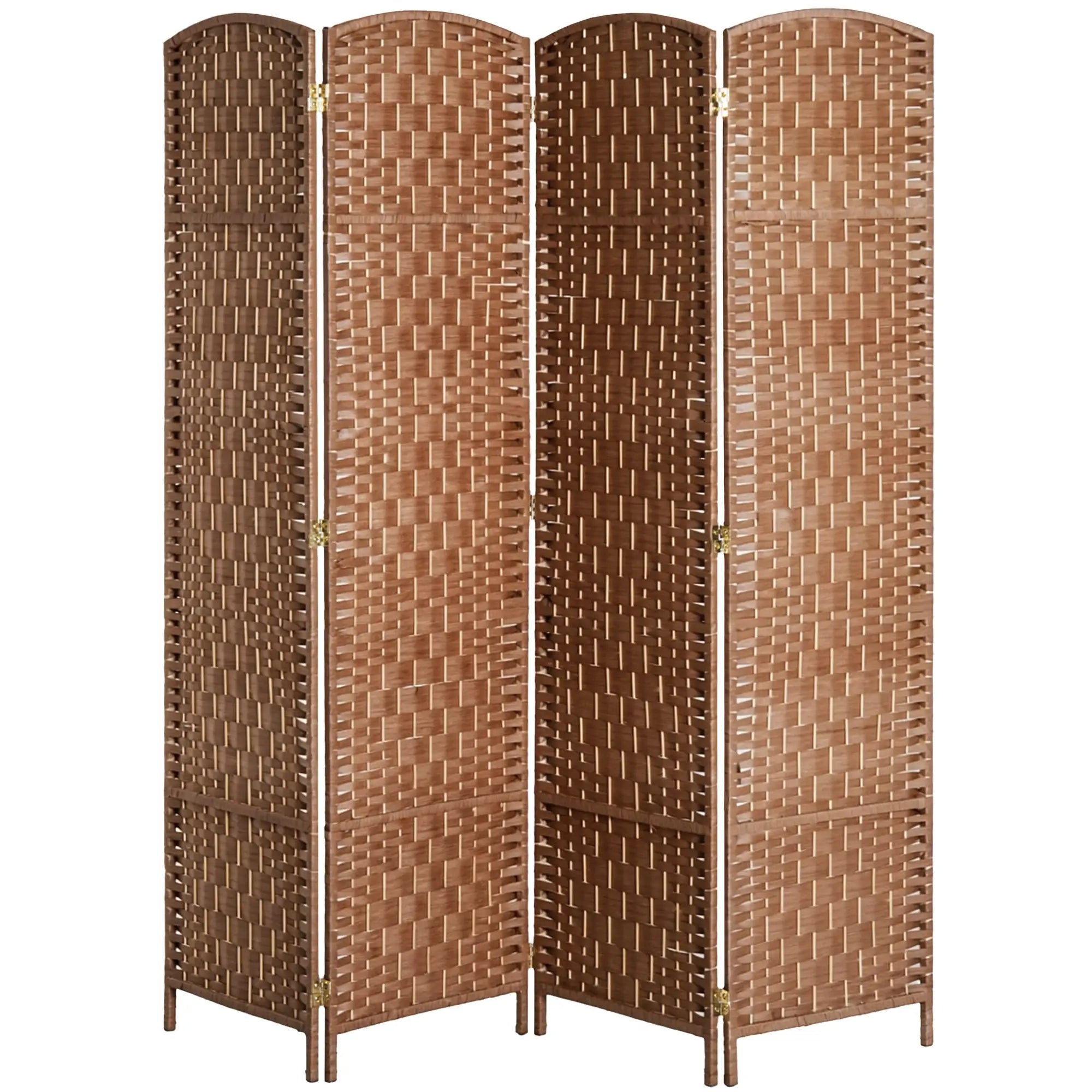 6ft Folding Room Divider, 4 Panel Wooden Frame, Natural Room Dividers Natural at Gallery Canada