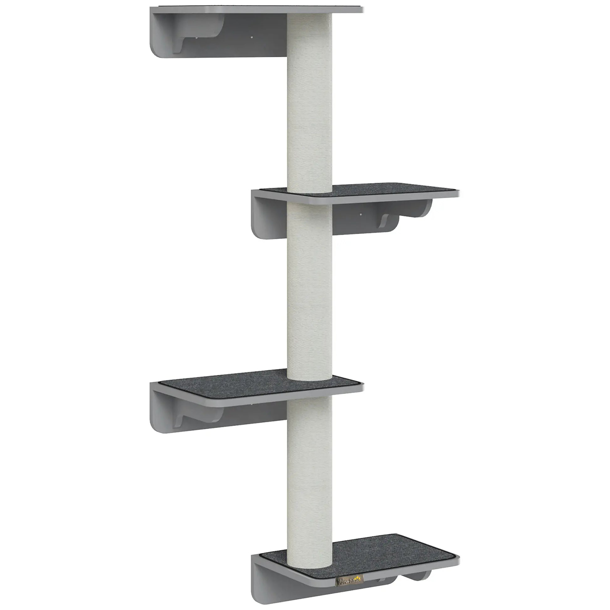 Wall-Mounted Cat Shelf, 4 Platforms, 3 Scratching Posts, Light Grey Cat Climbing Wall at Gallery Canada