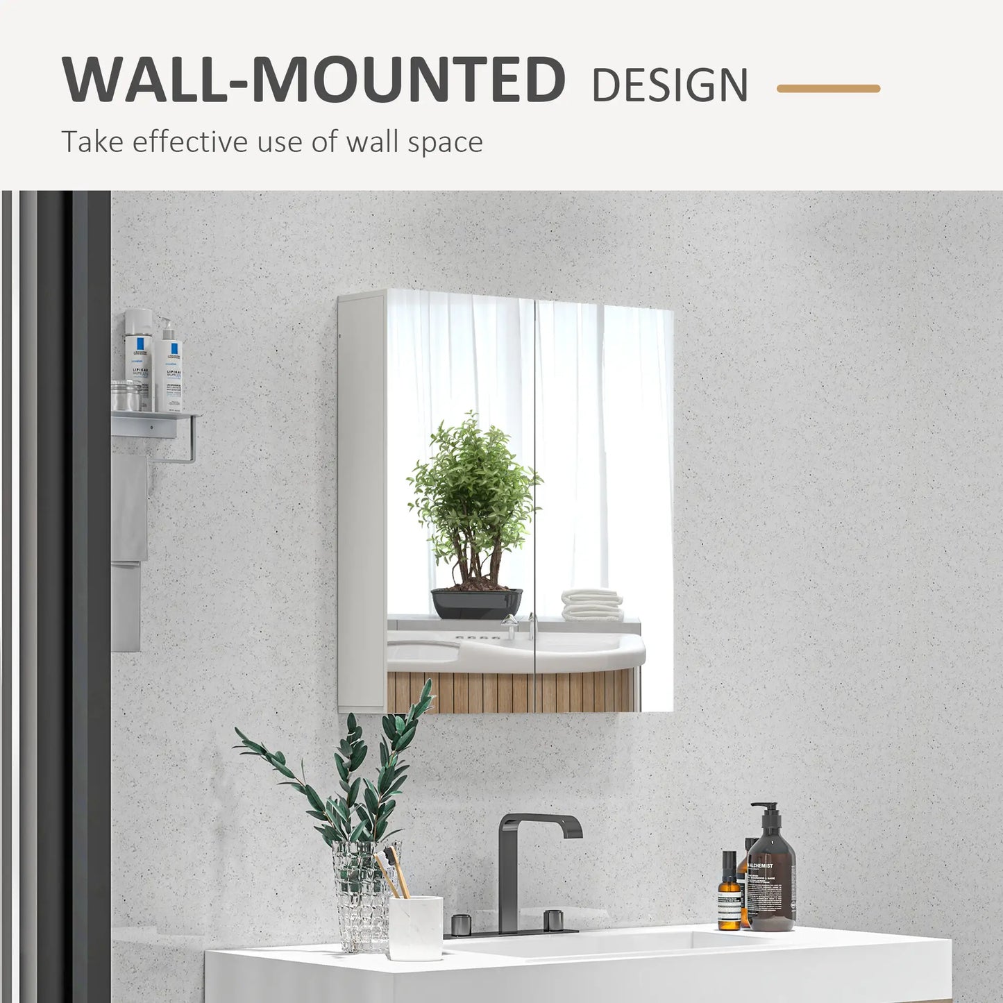 Wall Mounted Mirror Cabinet, Bathroom Medicine, 2 Doors, Adjustable Shelf Mirror Medicine Cabinets at Gallery Canada