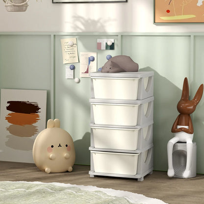 4 Tier Kids Toy Organizer, 4 Plastic Drawers, Cream White Baby & Kids Storage at Gallery Canada