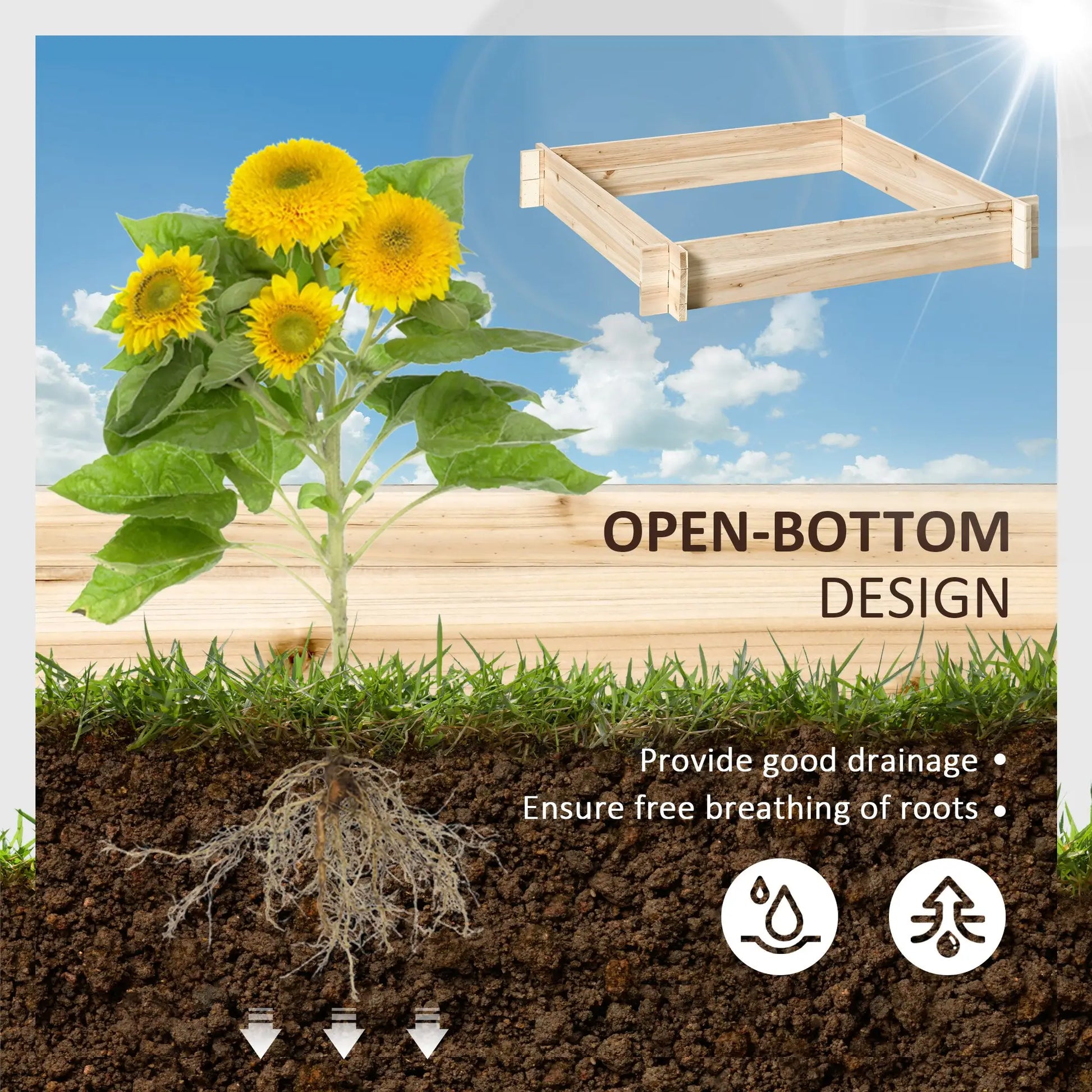 39'' x 39'' Wooden Raised Garden Bed, DIY Herb Planter Box Wooden Planter Boxes at Gallery Canada
