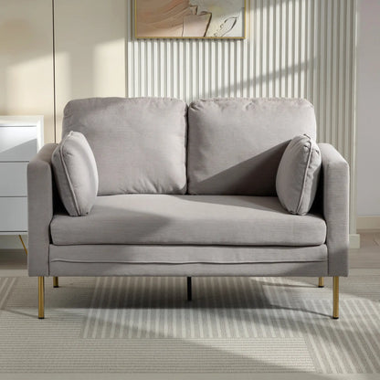 55" Grey Loveseat Sofa With 2 Pillows, Metal Legs, Grey 2-Seater Sofas at Gallery Canada