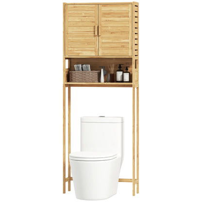 Over The Toilet Cabinet, 2 Doors, Adjustable Shelf, Natural Wood Finish Over The Toilet Storage Natural at Gallery Canada