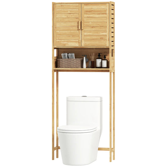 Over The Toilet Cabinet, 2 Doors, Adjustable Shelf, Natural Wood Finish Over The Toilet Storage Natural at Gallery Canada
