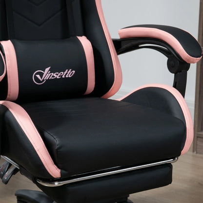 Gaming Chair, PU Leather Office Desk Chair with Footrest, Swivel Wheels, 135° Reclining Back, Black Video Game Chairs at Gallery Canada