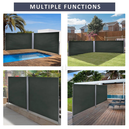 236" x 71" Outdoor Privacy Wall, Retractable Awning, Patio Screen, Grey Side Awnings at Gallery Canada