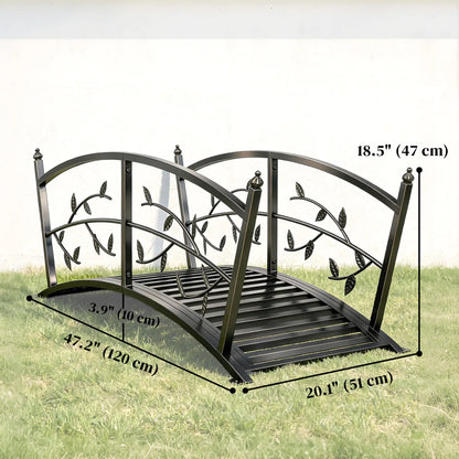 4 FT Metal Garden Bridge, Safety Railings, Outdoor Pond, Arch Footbridge Garden Decor at Gallery Canada