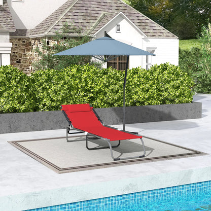 Outdoor Folding Lounge Chair, 4-Level Adjustable, Wine Red Lounger Chairs at Gallery Canada