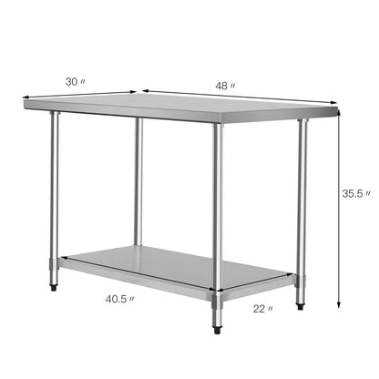 30 x 48 Inch Stainless Steel Table Commercial Kitchen Worktable, Silver Kitchen Tools at Gallery Canada