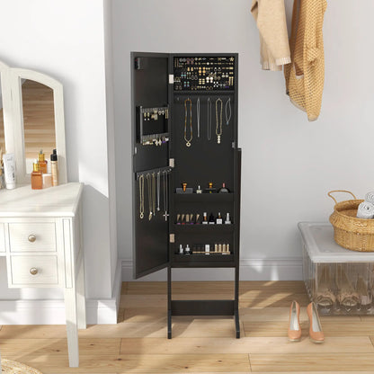 Free Standing Armoire Organizer, Lighted Mirrored Jewelry Cabinet, 16 LED Lights, Black Jewelry Armoire & Jewellery Mirror Cabinets at Gallery Canada