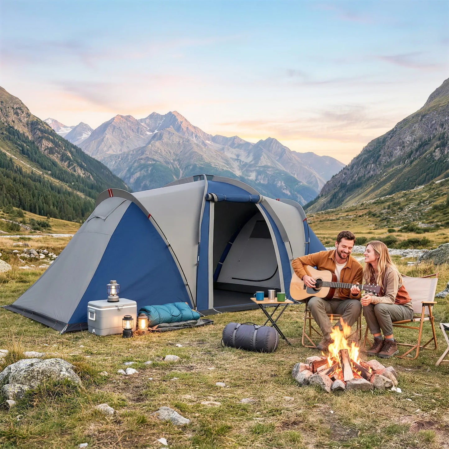 Multi-Room Camping Tent, 8-12 Person, 3000mm Waterproof Rainfly, Screen Panels Camping Tents at Gallery Canada