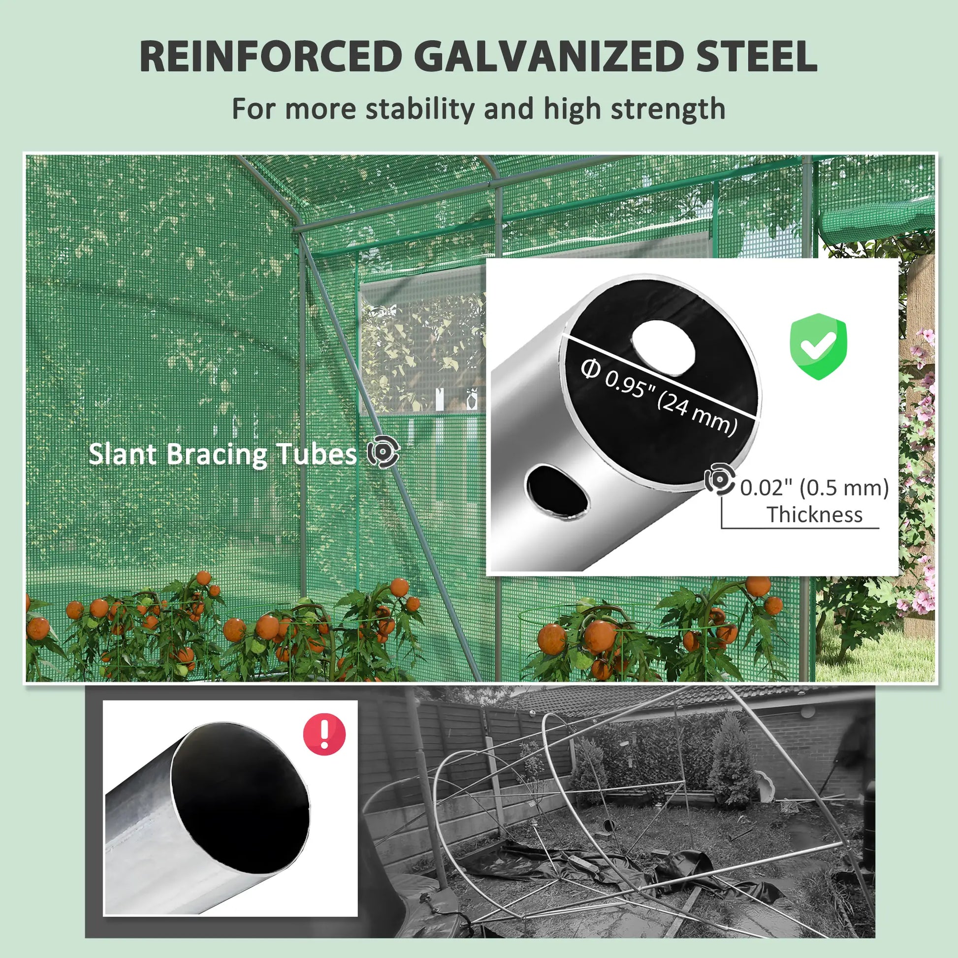 19.5' x 10' x 7.5' Walk-In Greenhouse, 3 Roll-Up Doors, Mesh Windows, Green Tunnel Greenhouses at Gallery Canada