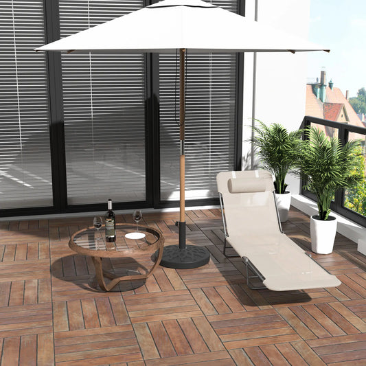 Outdoor Lounge Chair, Adjustable Reclining Folding Chaise, Beige Lounger Chairs Beige at Gallery Canada