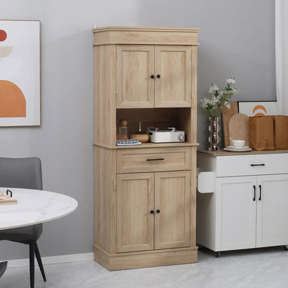 Modern Kitchen Pantry Cabinet, Freestanding with Adjustable Shelves, Oak Kitchen Pantry Cabinets at Gallery Canada