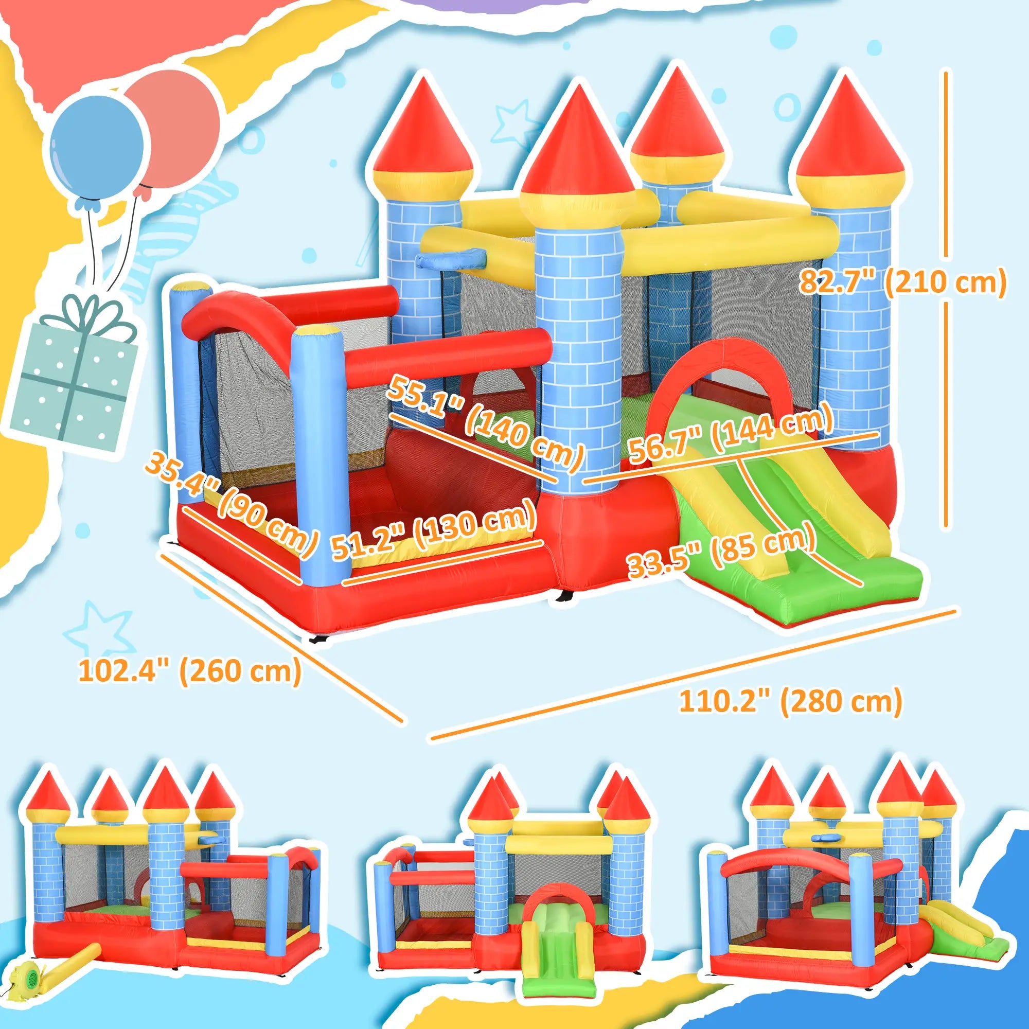 9.2 x 9.5FT Inflatable Bounce House, 4 in 1 With Trampoline, Slide, Pool Inflatables at Gallery Canada