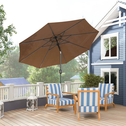 10' x 8' Round Market Umbrella, Crank Handle, Tilt, Outdoor Parasol Sun Umbrellas at Gallery Canada