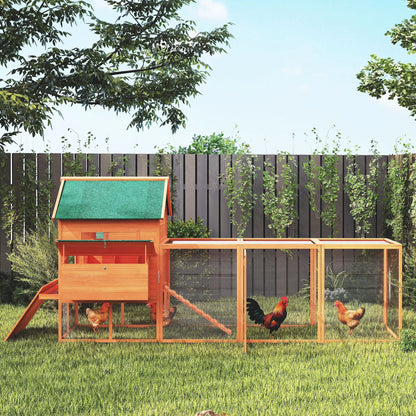 137" Wooden Chicken Coop With Run, Nesting Box, Orange Chicken Coops at Gallery Canada