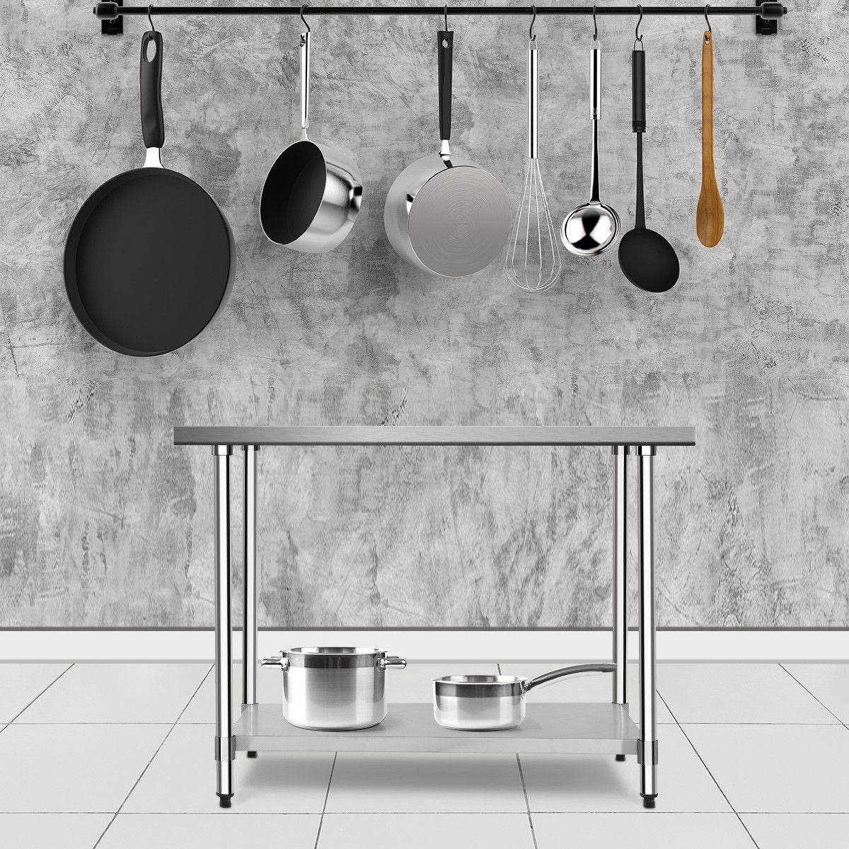 30 x 48 Inch Stainless Steel Table Commercial Kitchen Worktable, Silver Kitchen Tools at Gallery Canada