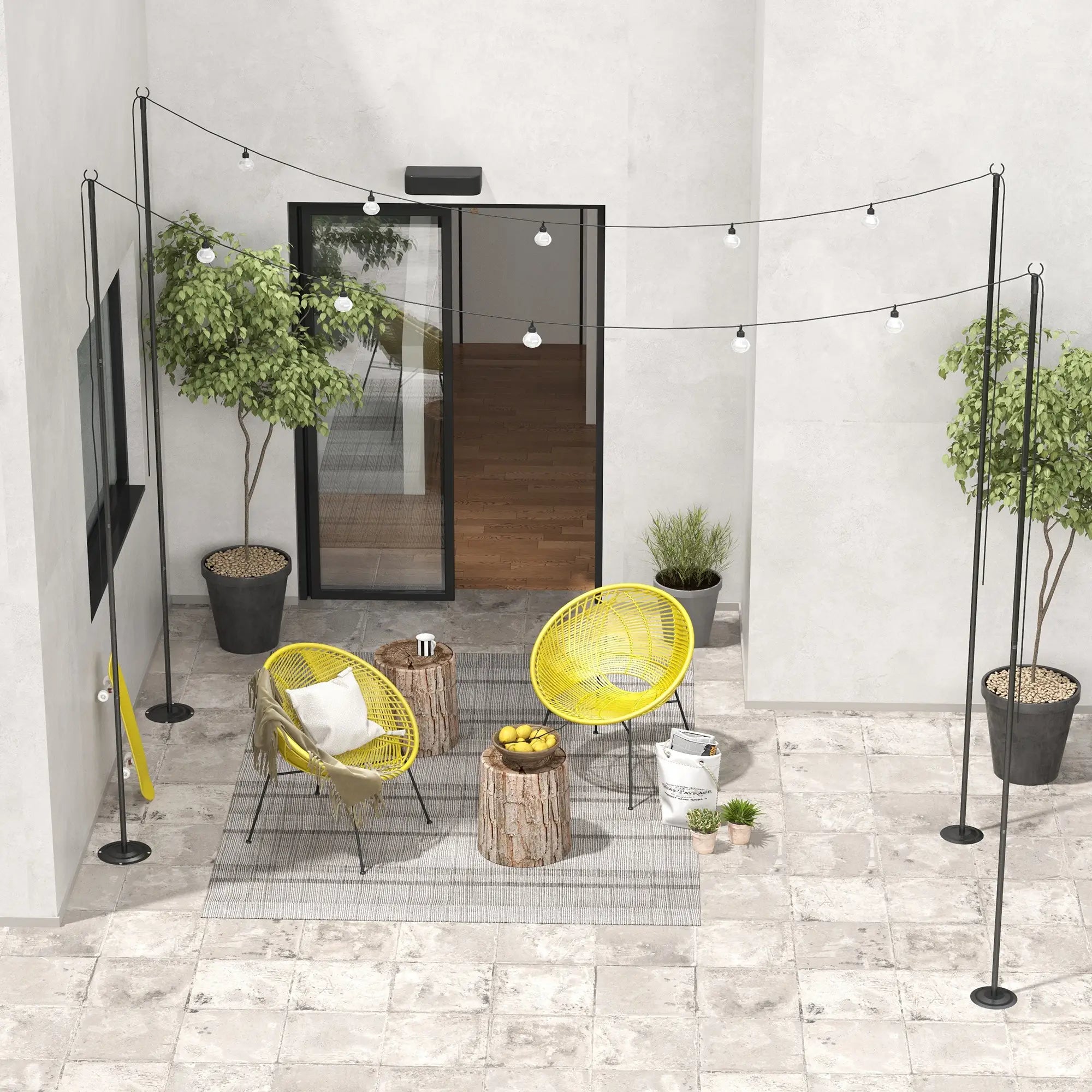 4 Pack 10' Steel String Light Poles, for Patio, Backyard, Black Lighting & Ceiling Fans at Gallery Canada