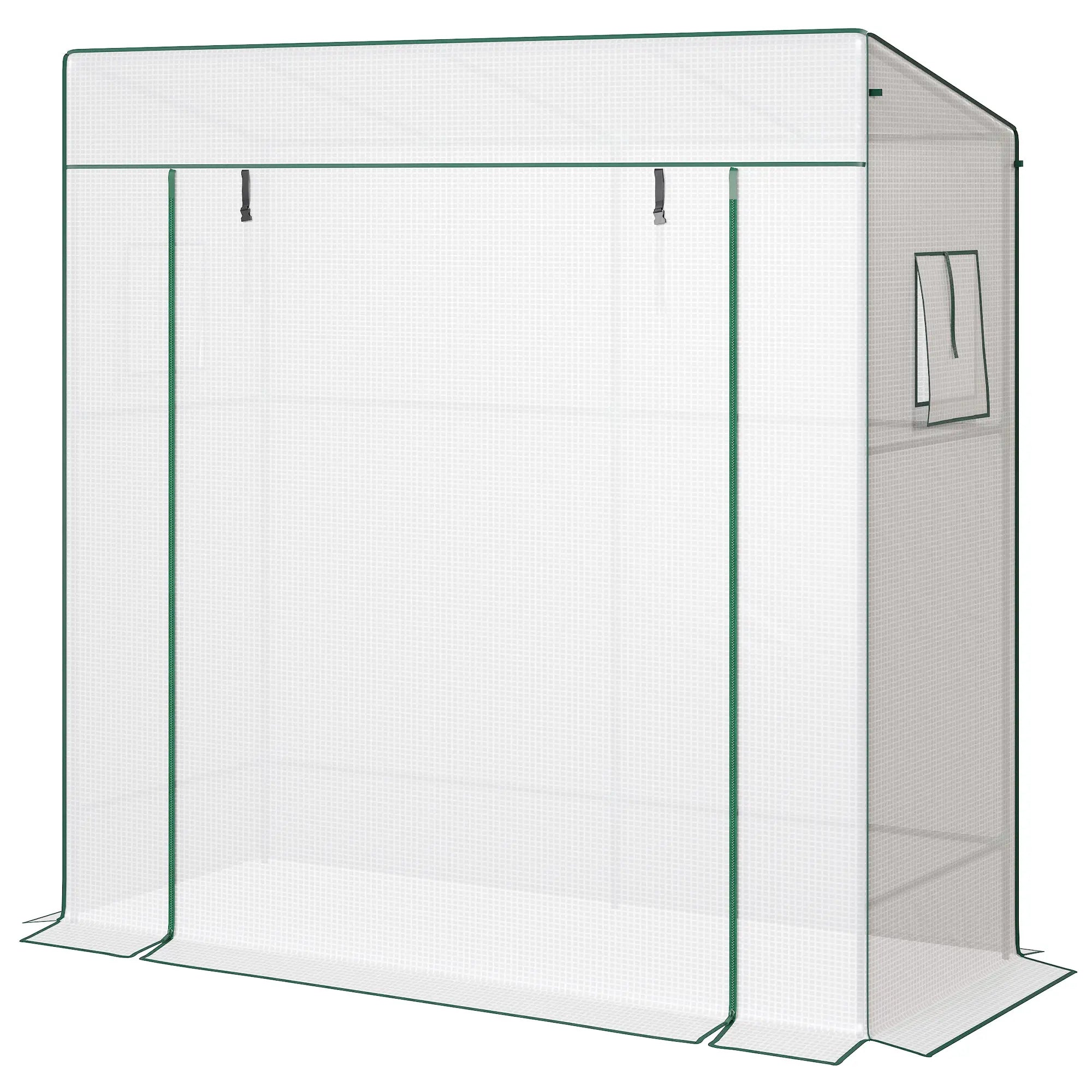 Walk-In Tomato Greenhouse, Lean-To, Reinforced PE Cover, Roll-Up Door, Mesh Windows, White Greenhouses White at Gallery Canada