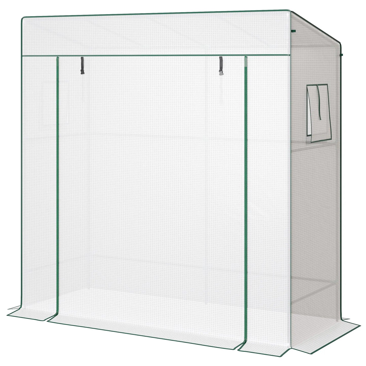 Walk-In Tomato Greenhouse, Lean-To, Reinforced PE Cover, Roll-Up Door, Mesh Windows, White Greenhouses White at Gallery Canada