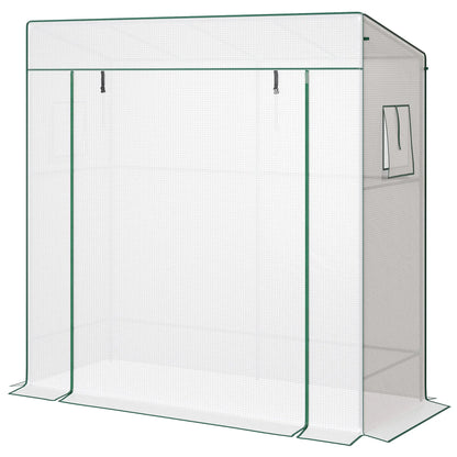 Walk-In Tomato Greenhouse, Lean-To, Reinforced PE Cover, Roll-Up Door, Mesh Windows, White Greenhouses White at Gallery Canada