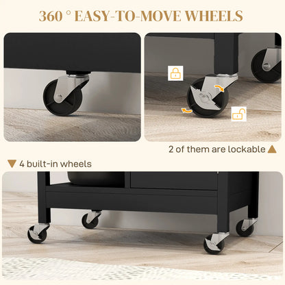 Modern Rolling Kitchen Island Cart, Natural Wood Top, Black Kitchen Islands & Kitchen Carts at Gallery Canada