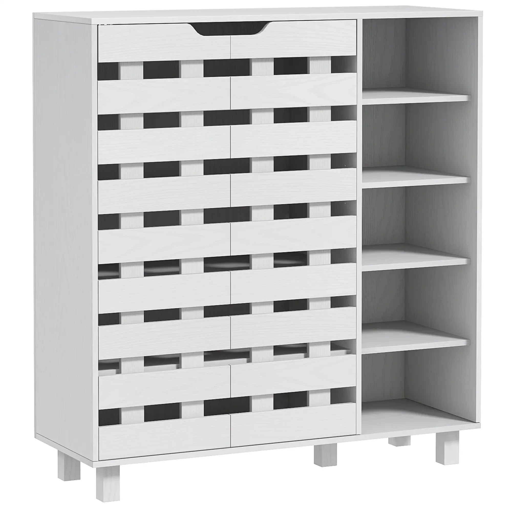 21 Pair Shoe Cabinet, 5-Tier Double Door Cupboard, White Shoe Storage Cabinets & Racks at Gallery Canada