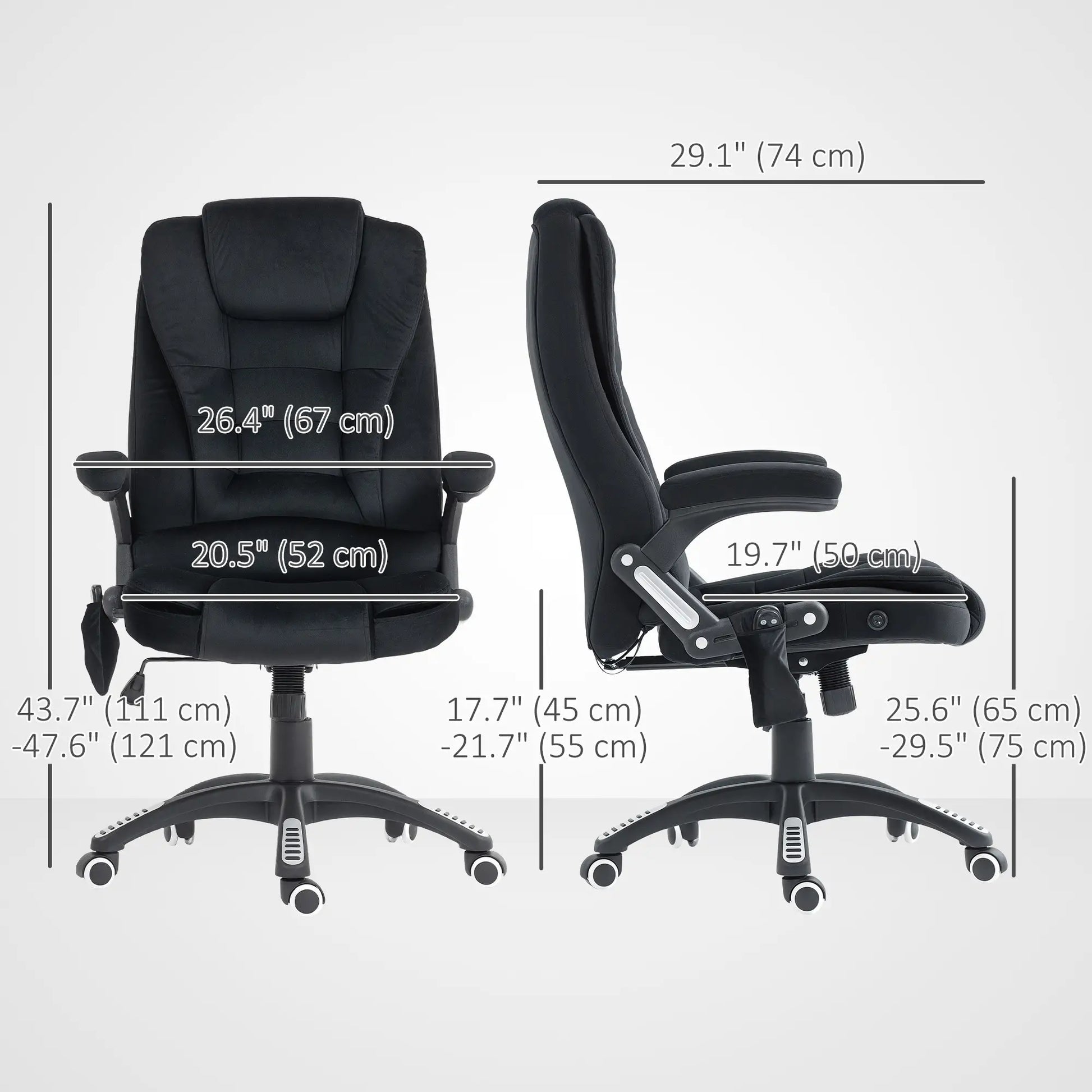 6 Point Vibrating Massage Office Chair, High Back, Reclining, Swivel Wheels, Black Massage Chairs at Gallery Canada
