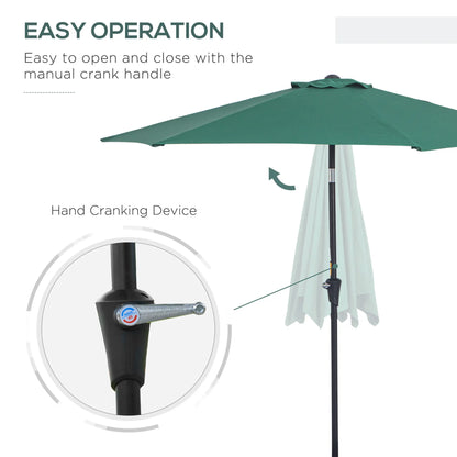 8.5FT Round Garden Parasol, 6 Ribs, Tilt Canopy, Crank Handle, Green Sun Umbrellas at Gallery Canada