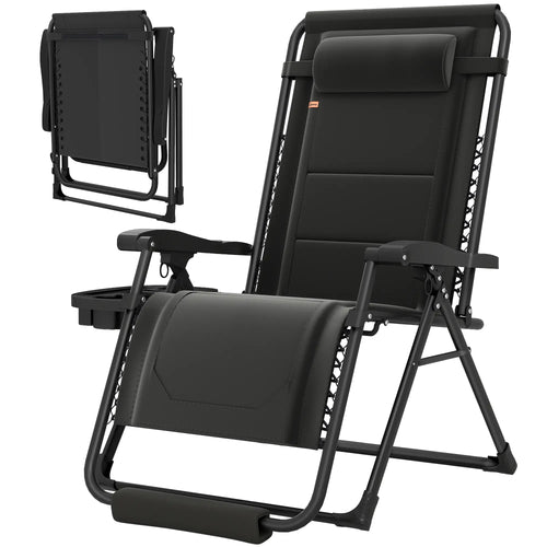 Zero Gravity Chair, Reclining Outdoor Lounger, 400 LBS Capacity, Black