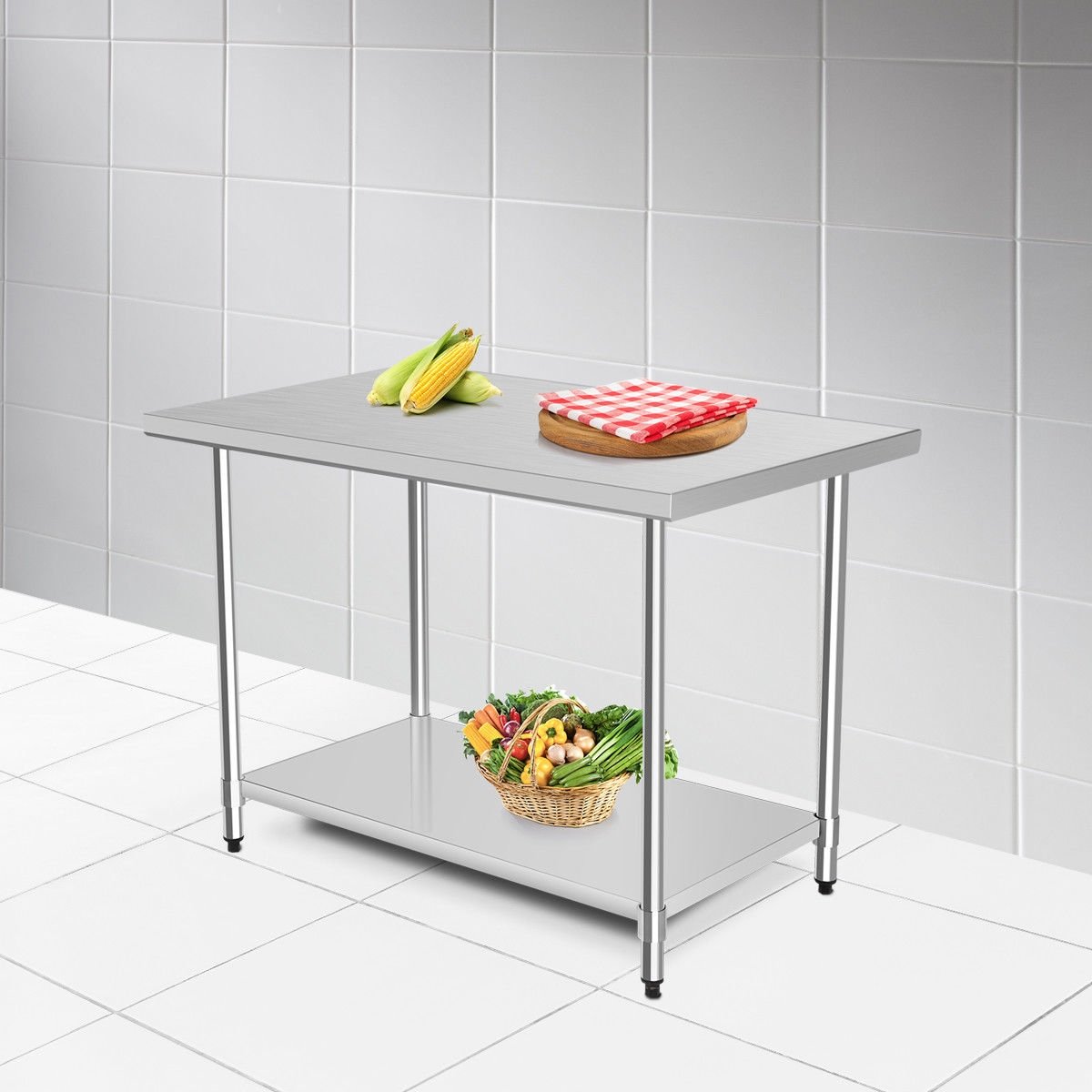 30 x 48 Inch Stainless Steel Table Commercial Kitchen Worktable, Silver at Gallery Canada