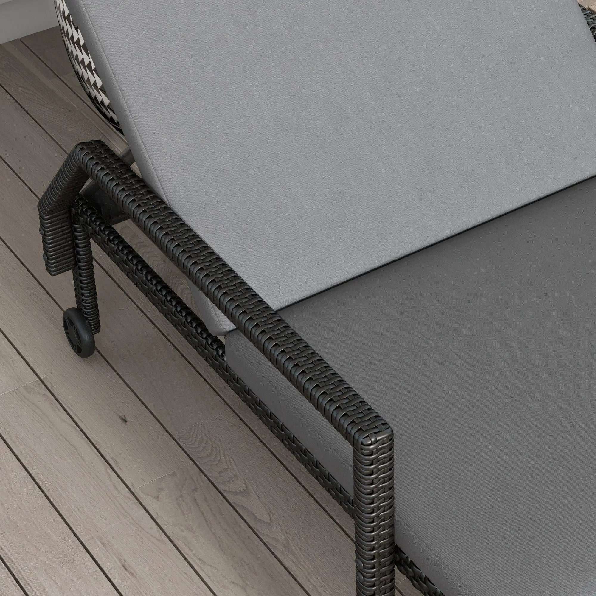 Wicker Chaise Lounger, 5-Level Adjustable Backrest, Light Grey Chaise Loungers at Gallery Canada