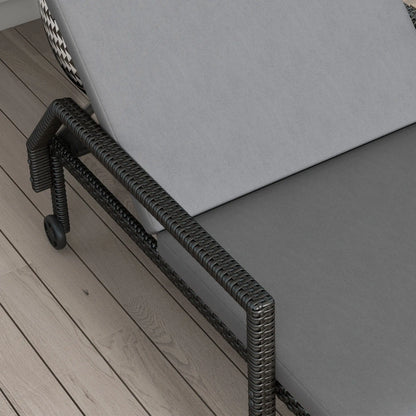 Wicker Chaise Lounger, 5-Level Adjustable Backrest, Light Grey Chaise Loungers at Gallery Canada