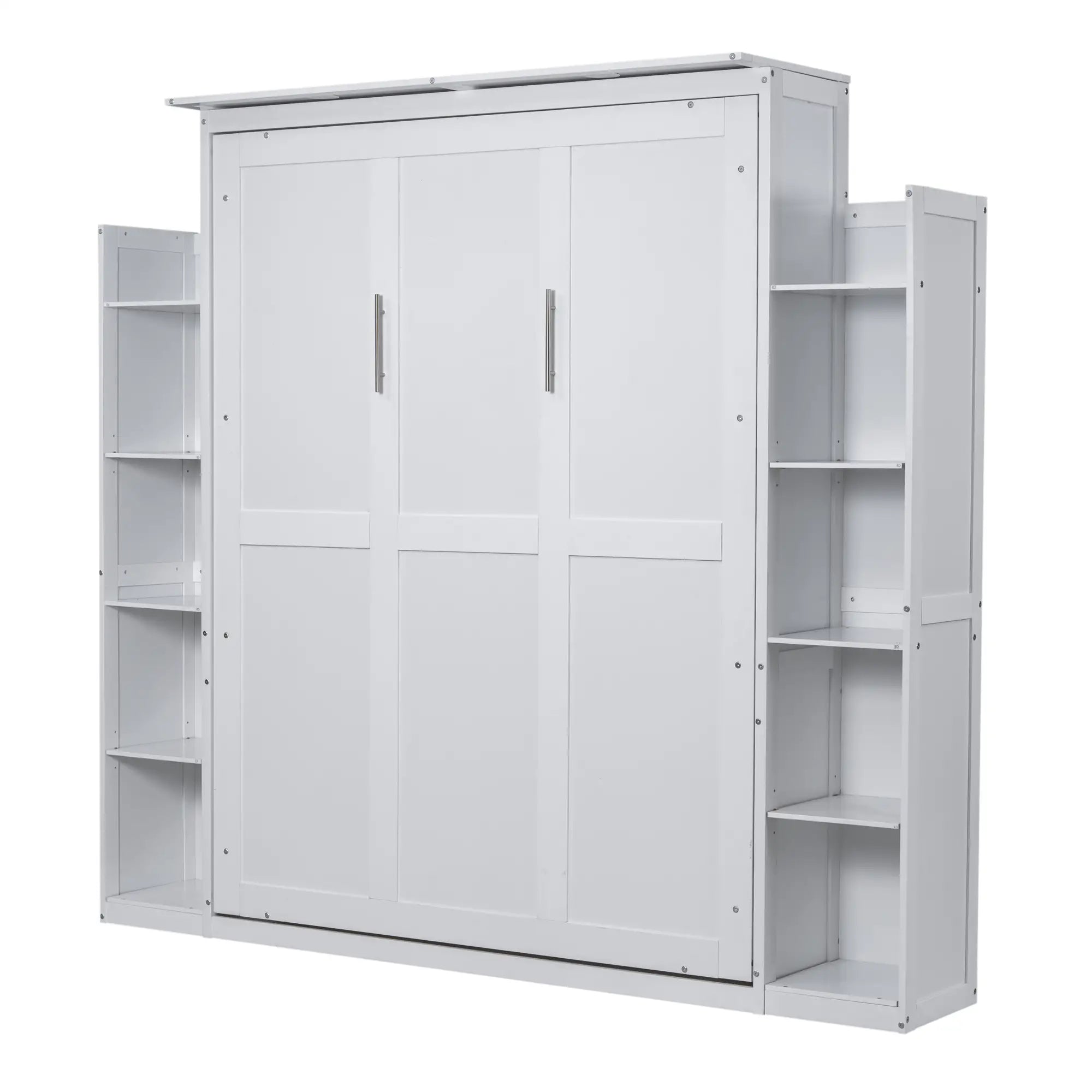 Murphy Bed with Shelves, LED Lights, 97.5